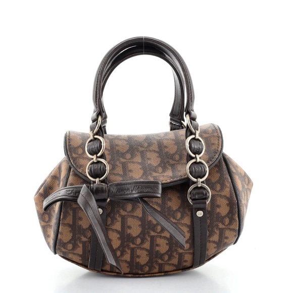 Rare Christian Dior Vintage Trotter Romantique Mini Flap Bag Coated Canvas - Picture 3 of 11